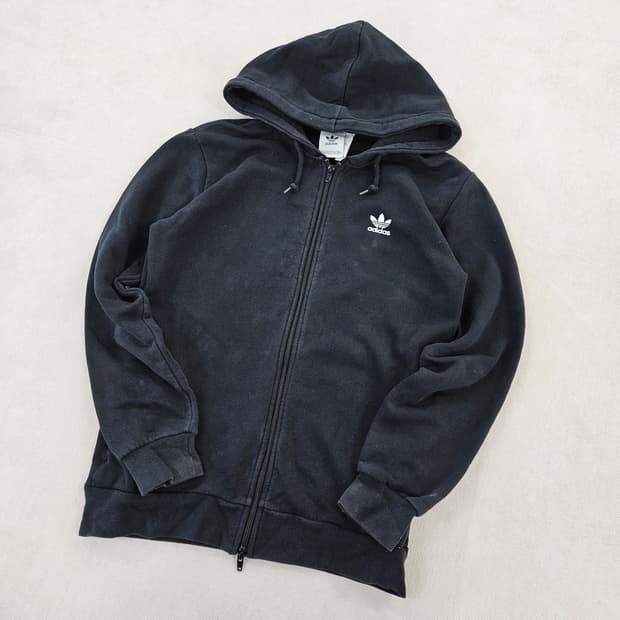 [M] 아디다스 트레포일 에센셜 블랙 후드 집업 자켓 0115YH2