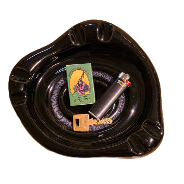 60s Vintage Art Deco Hall Black Ashtray