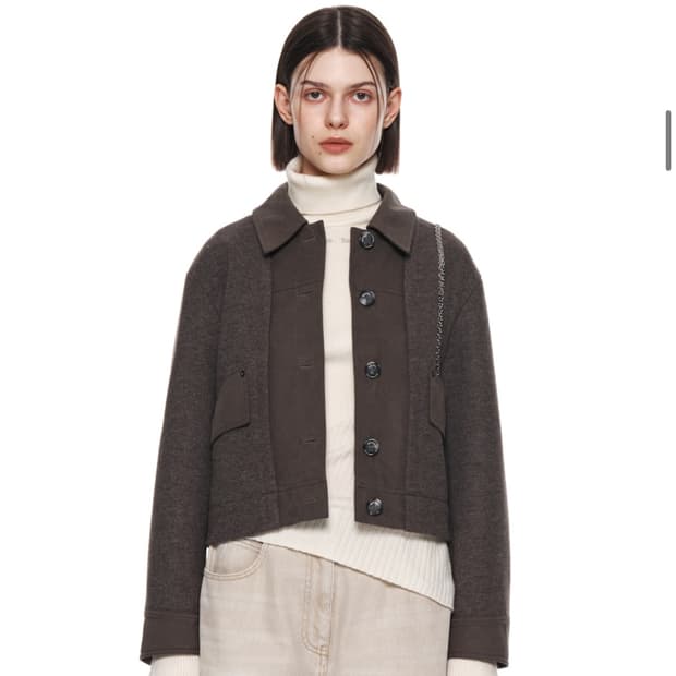 마뗑킴 믹스드 니트 트러커 자켓