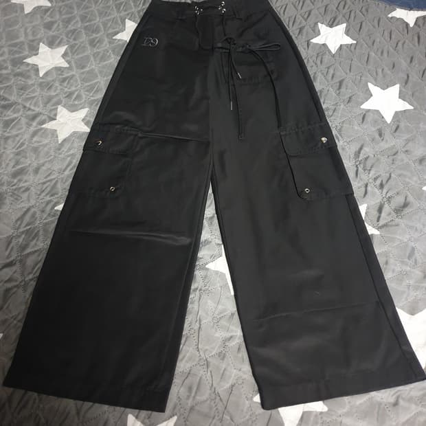 일리고 129 세미와이드 멀티포켓 카고 파라슈트 팬츠 블랙 (S)