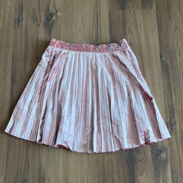 로켓런치 투톤 벨벳 플리츠 스커트 핑크