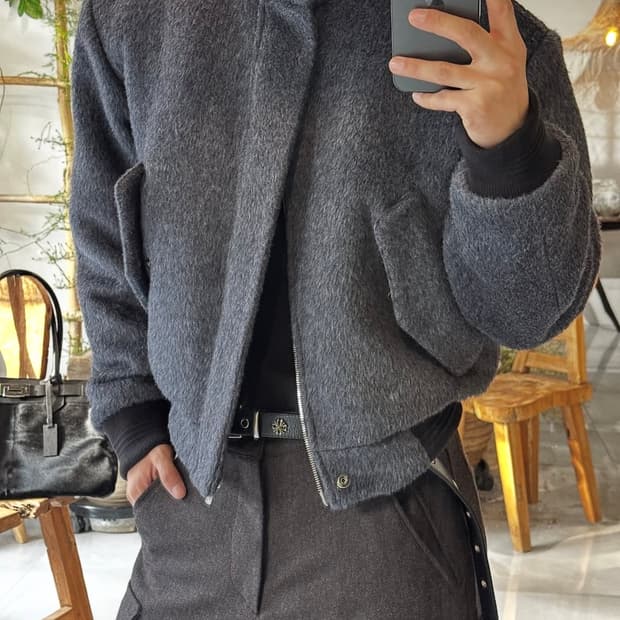 Helet ALPACA HARRINGTON JACKET GRAY M