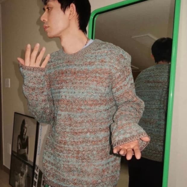 앤더슨벨 멀티 멜란지 크루넥 스웨터