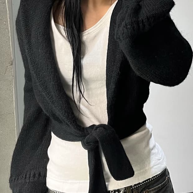 폴앤조 카라 스트랩 가디건