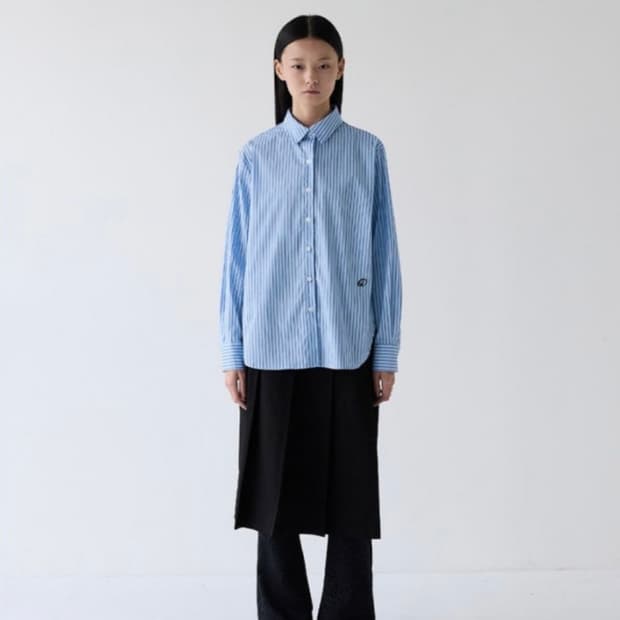 생긴스튜디오 실키 스트라이프 셔츠 블루
