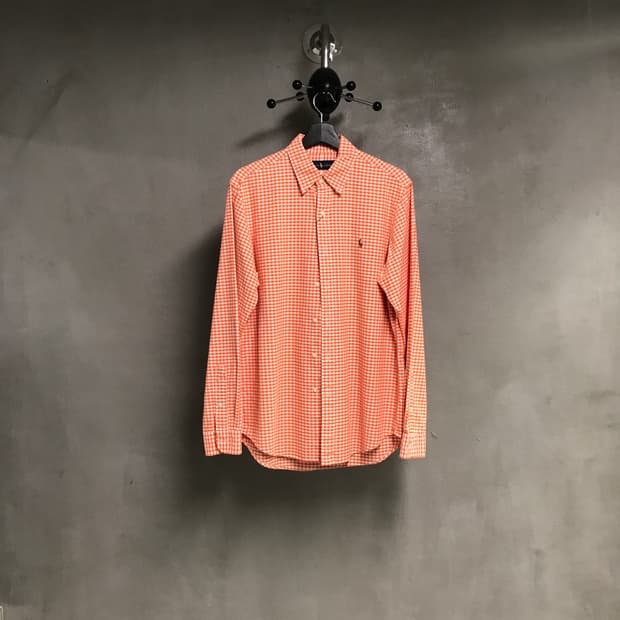폴로 랄프로렌 깅엄 체크 셔츠 오렌지 M