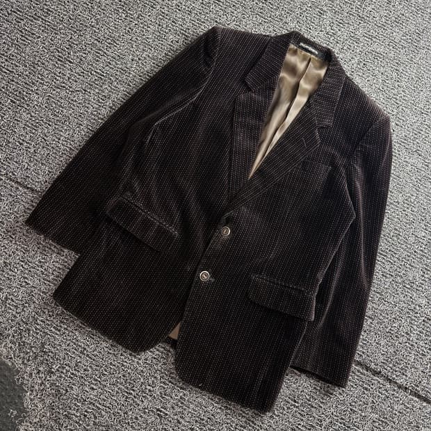 90s YSL 입생로랑 아카이브 스트라이프 벨벳 블레이져 3667