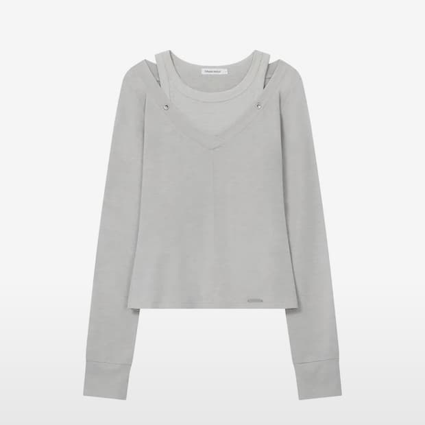 미세키서울 Layered line sheer long sleeve