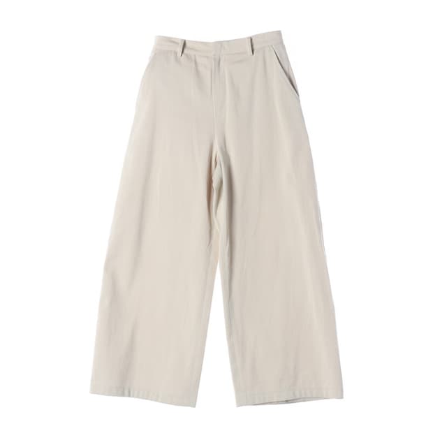 파사드패턴 코튼 와이드 팬츠 아이보리 S