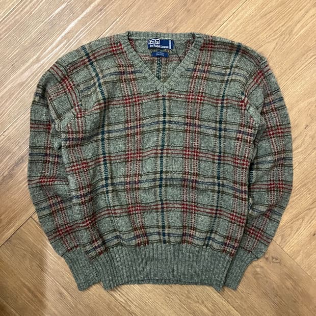 N77 폴로 체크 니트