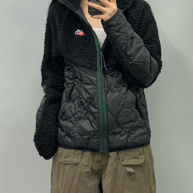 나이키 헤리티지 블랙 쉐르파 퀼팅 자켓