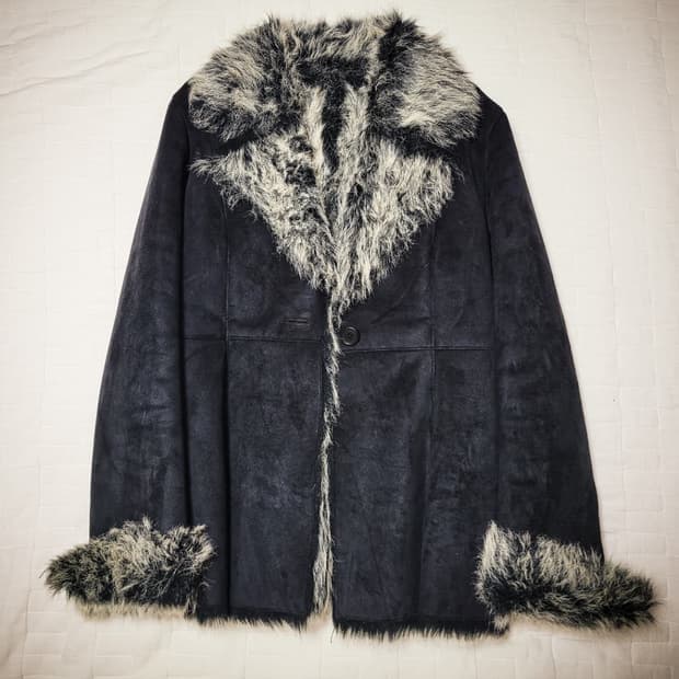 빈티지 퍼 스웨이드 무스탕