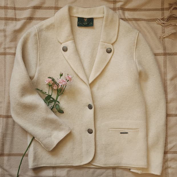 90s 울 트위드 자켓 프렌치 울 자켓 오스트리아 티롤자켓 화이트48