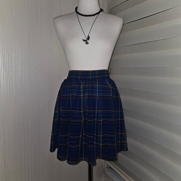 american apparel 블루체크 프레피 스커트