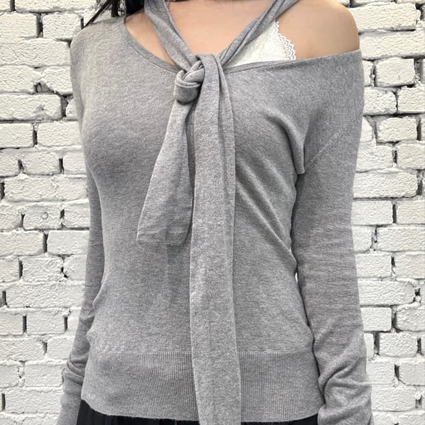 SLY Scarf Detail Knit Top