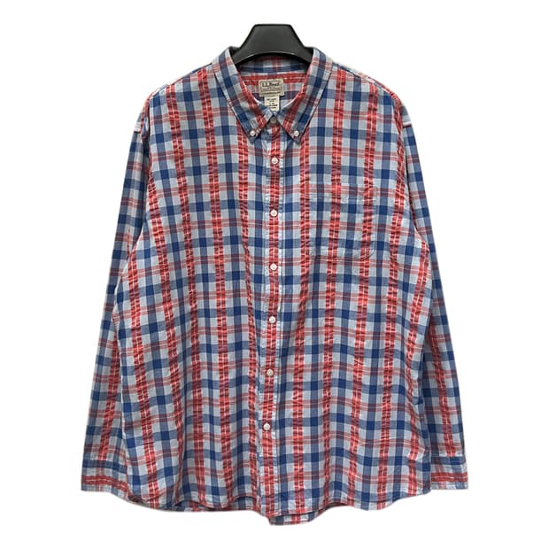 L.L.Bean 엘엘빈 오가닉 코튼 시어서커 체크 셔츠 남방 해외 XL