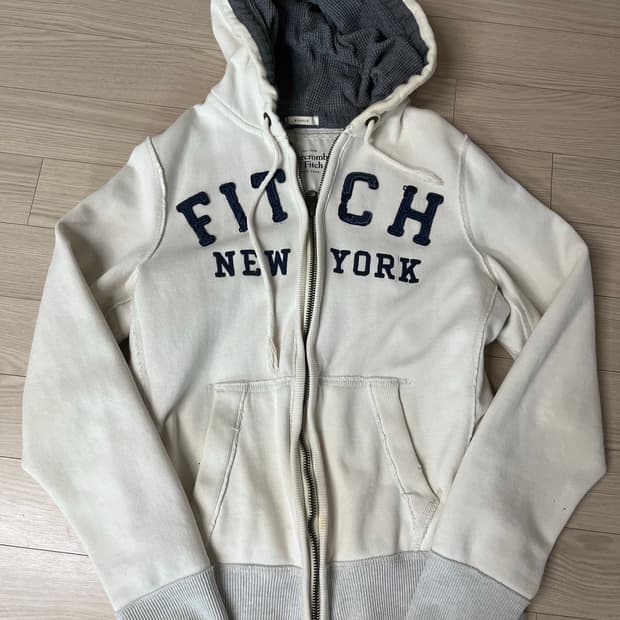 아베크롬비 아이보리 기모 후드집업 L