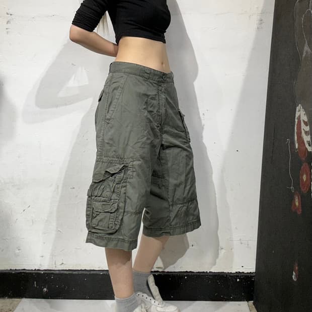 빈티지 멀티 포켓 카키 버뮤다 팬츠 반바지 M
