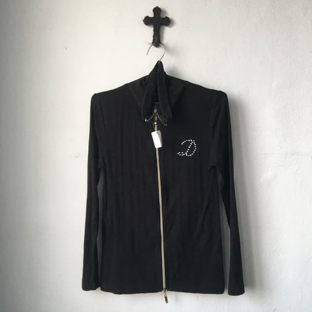 Ribbed high neck zip up