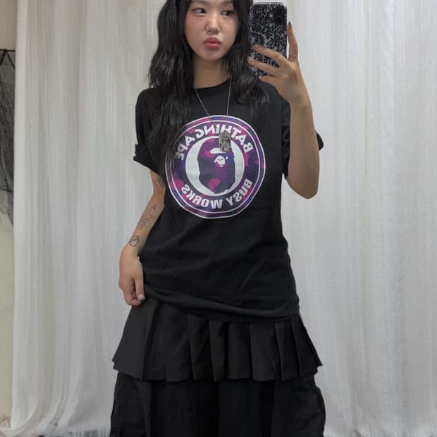 베이프 비지 웍스 퍼플 카모 티셔츠