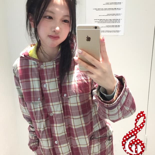 빈티지 딸기 체크 패딩