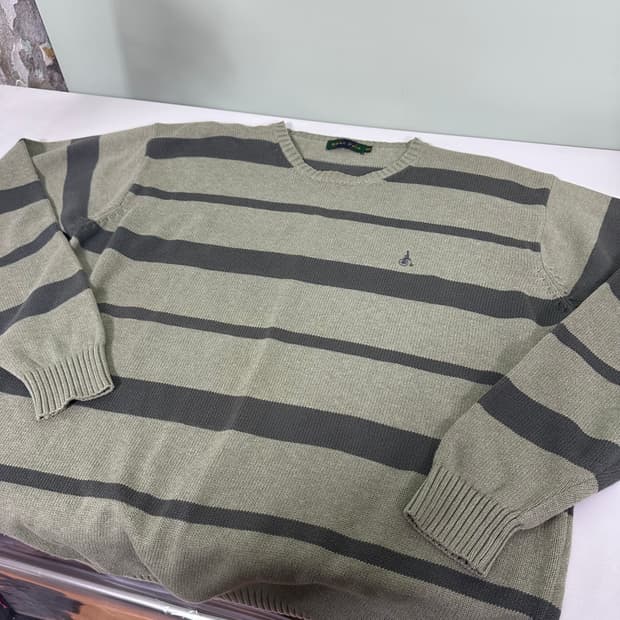 105 빈폴 카키 단가라 면 니트