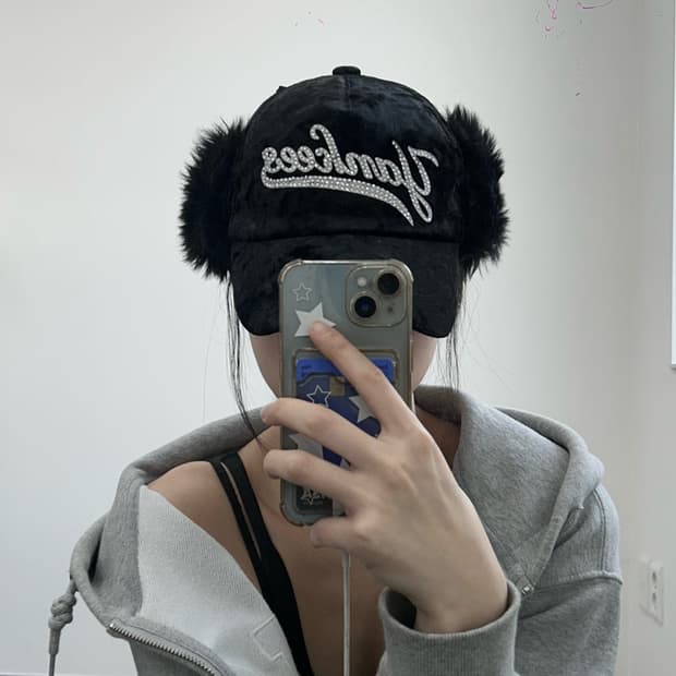 Mlb 엠엘비 양키스 큐빅 로고 벨벳 퍼 캡