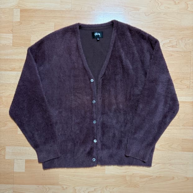 (XL)스투시 쉐기 가디건 에그플랜트