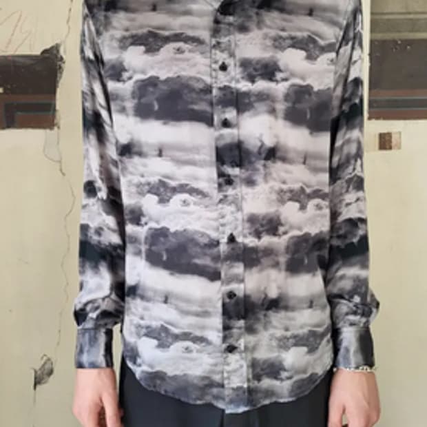 Geoffrey B Small Storm Clouds Silk Shirt