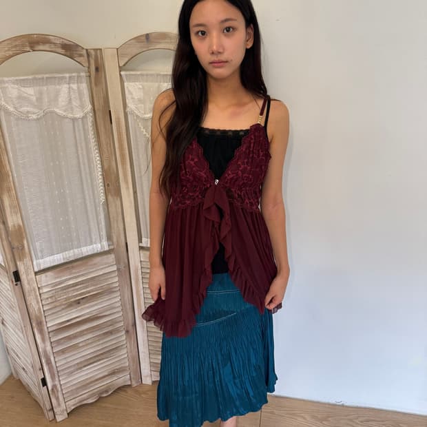 wine lace slip