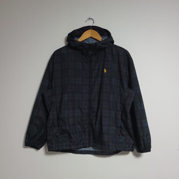 (95) U.S.POLO 폴로아센 체크 후드집업 바람막이 점퍼
