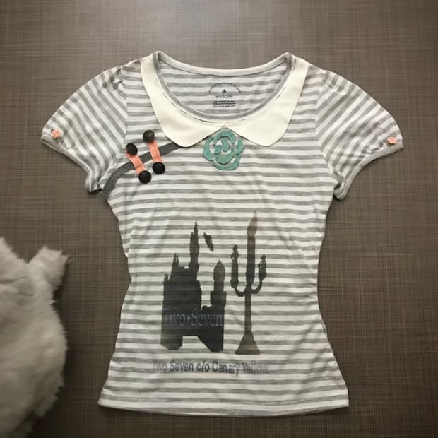 Rose Collar Stripe Tee