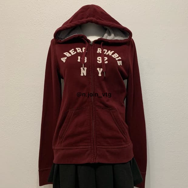 아베크롬비 버건디 후드집업