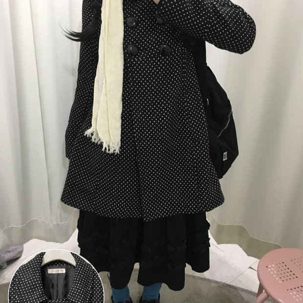 사와코 도트 더블 코트