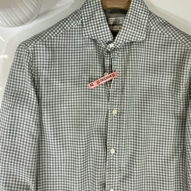 브루넬로 쿠치넬리 체크 베이직 핏 셔츠