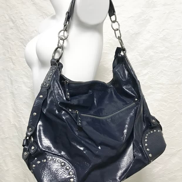 빈티지 돈가죽 스터드 실버 링 리얼 레더 숄더백