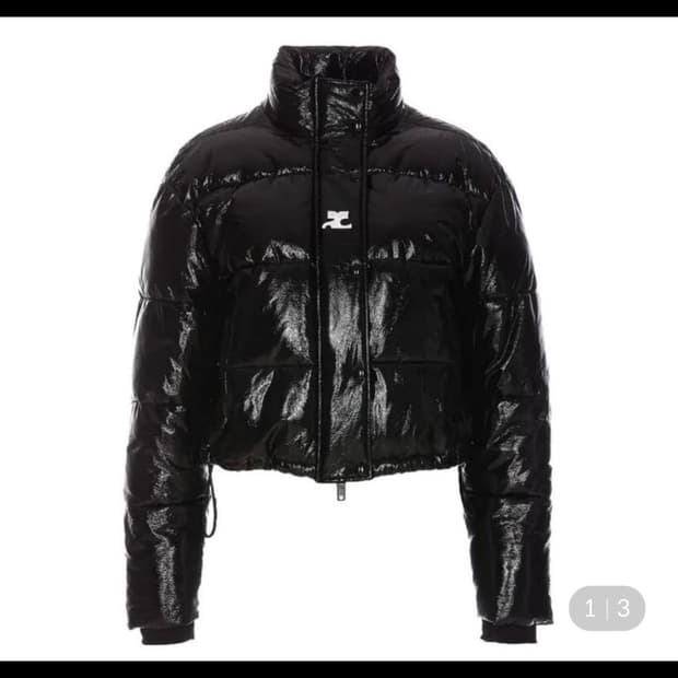 꾸레쥬 로고 패치 비닐 푸퍼 숏패딩 s