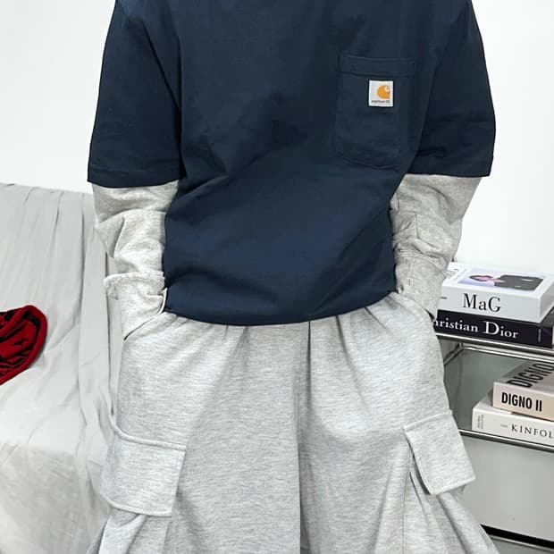 칼하트 네이비 포켓 반팔티 L