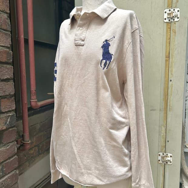 *Rare* 2000s 폴로 베이지 빅포니 카라 롱슬리브
