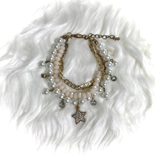 빈티지 갸루 별 y2k 진주 레이어드 팔찌