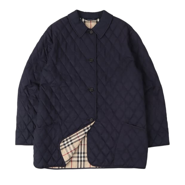 버버리 네이비 노바체크 라이너 퀄팅 자켓