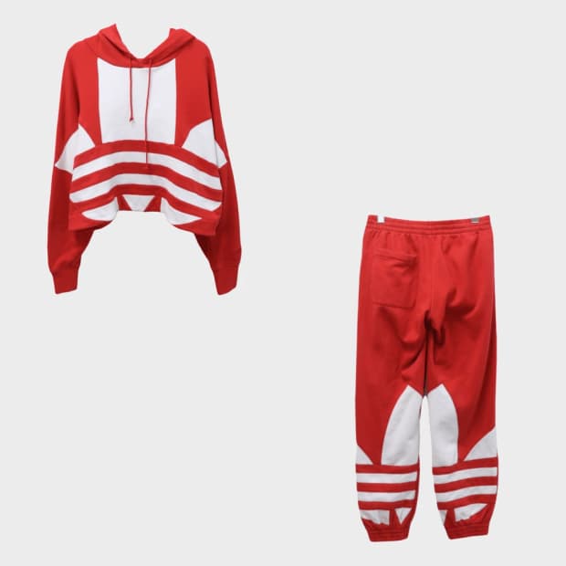 아디다스 불꽃 로고 크롭 후드 셋업 64411