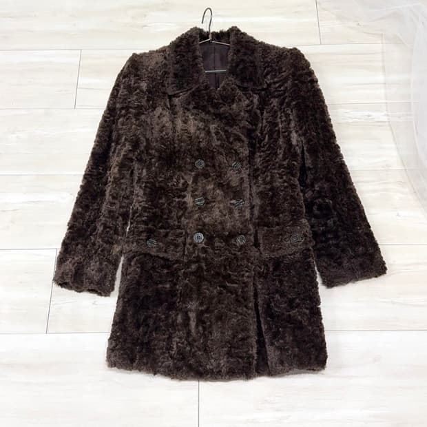 Deep Brown Fur Double Button Coat