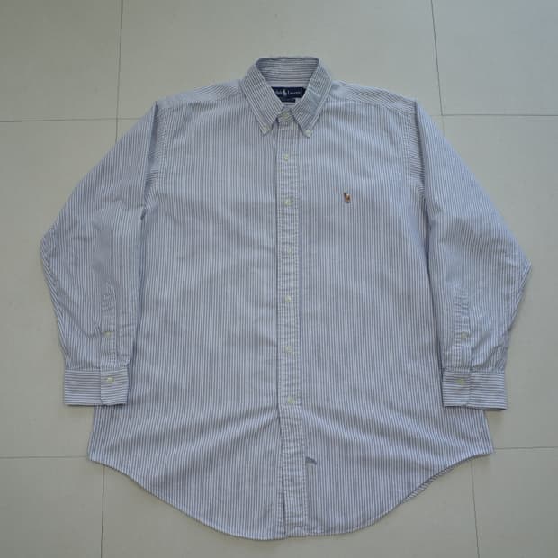 90s 폴로 랄프로렌 캔디 블루 스트라이프 셔츠 16.5-33(XL)