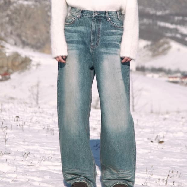 23fw 와이드 데님팬츠 미드 블루 s 사이즈