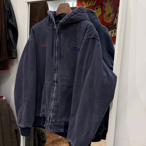 Corner Stone 빈티지 덕 액티브 페이딩 후드 워크 자켓
