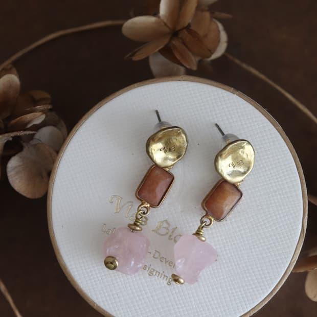 [Vlas Blomme] Rose Quartz Earrings