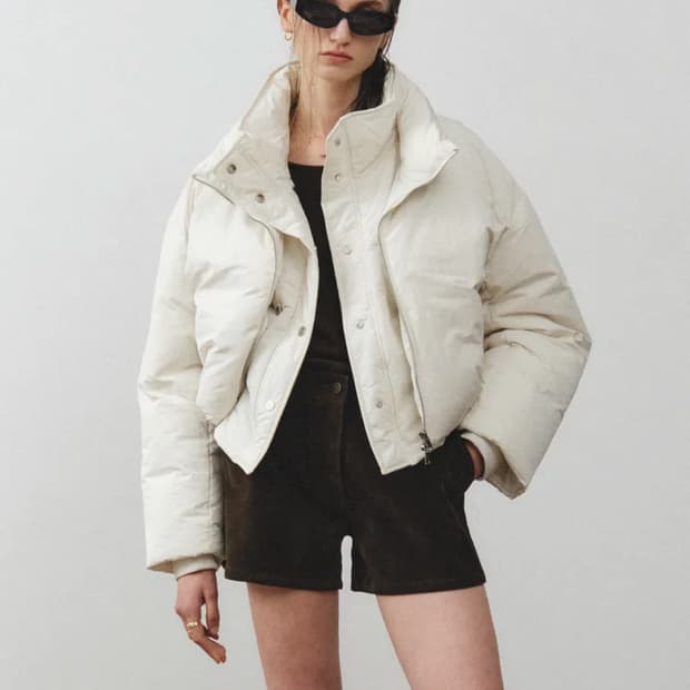 노이어 크롭 레이어드 푸퍼 자켓 패딩 오프 화이트 36