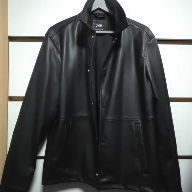 (특A급)자라 블랙 레더 자켓 M 100