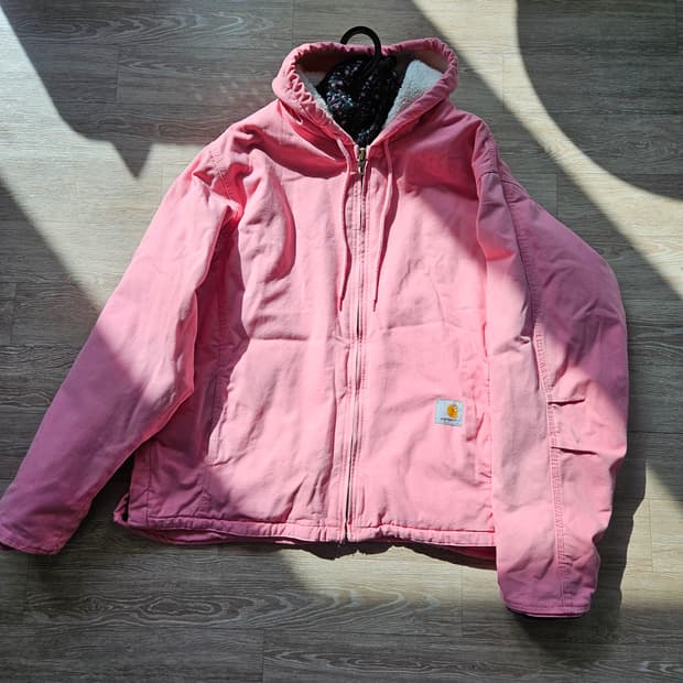 칼하트 빈티지 핑크 양털 후드집업 쉐르파 액티브자켓 남녀공용 L